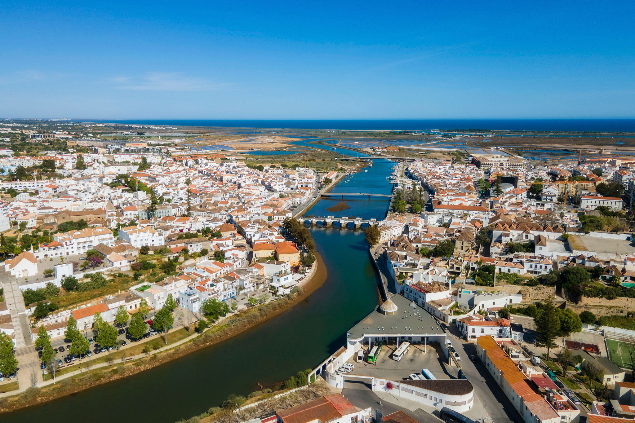 Tavira side by side with Gilão river and the sea